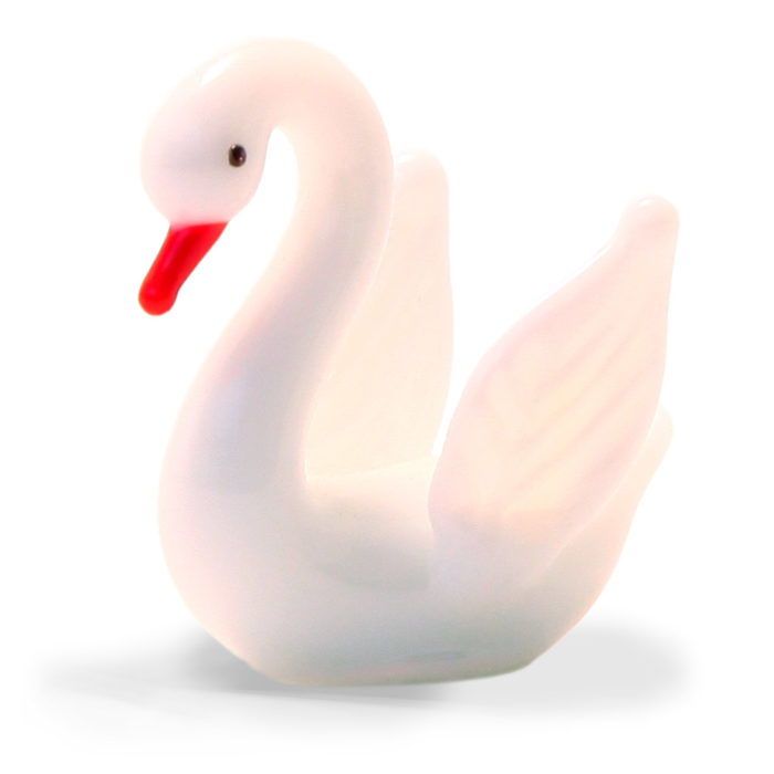 Small Glass White Swan
