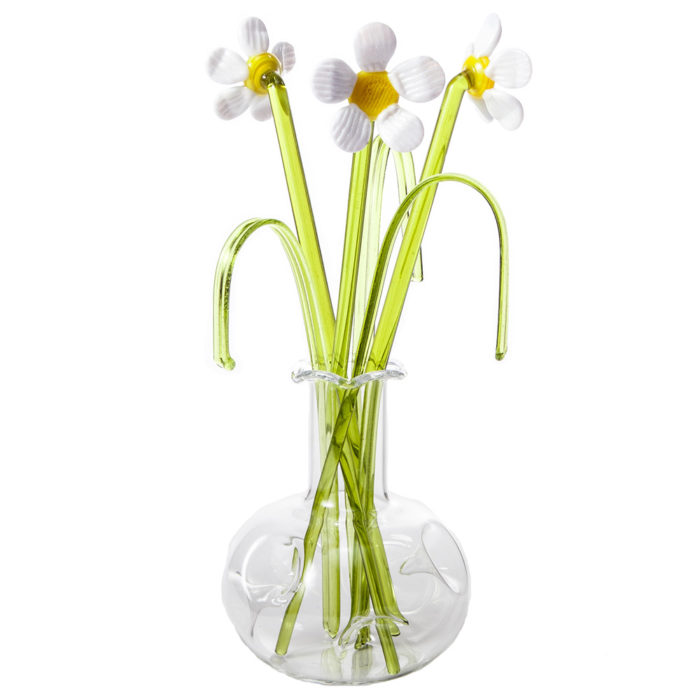 Glass Flower Daisy in a Vase
