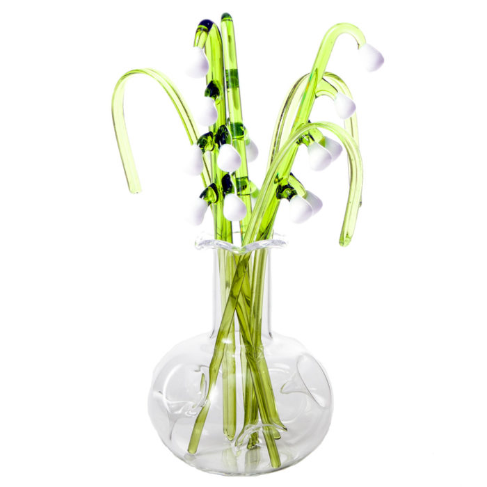 Glass Flower Lily Of The Valley in a Vase