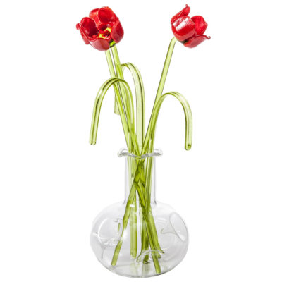 Glass Flower Rose in a Vase